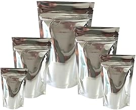 VELEXE Silver Aluminum Foil Zip Lock Storage Stand Up Pouches | 150mm*220mm | 500 Grams | Pack of 25 | Resealable, Leakproof & Airtight Multi-Purpose Storage Pouches with Self Sealing Technology