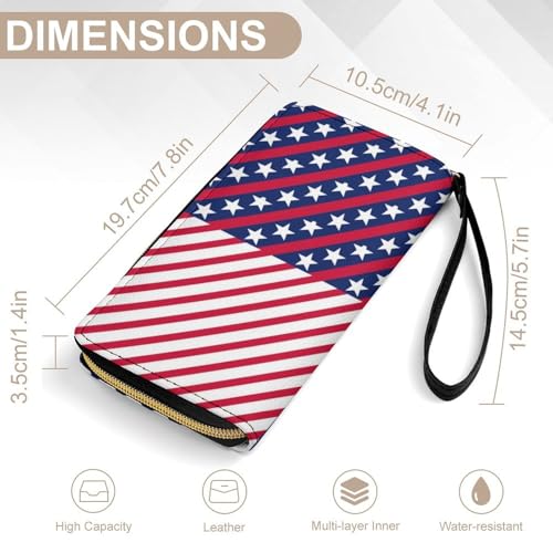 Mens High Capacity Leather Wallet Water-resistant Secure and Durable Red Blue White American Flag Leather Wallets for Travel2