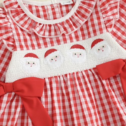 Christmas Baby Clothes Toddler Little Girl Christmas Dress Ruffle Plaid Santa Dresses Cute Xmas Outfit for Fall4