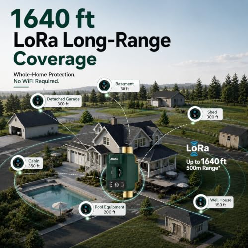 Image of Smart Automatic Water Shutoff Valve & Leak Detector, 15 Sec Auto Shut-Off, Real-Time Leak Detection, No WiFi Required, Whole-Home Leak Protection System, 1640 ft LoRa Coverage, Fits 3 /4 inch & 1 inch Pipes