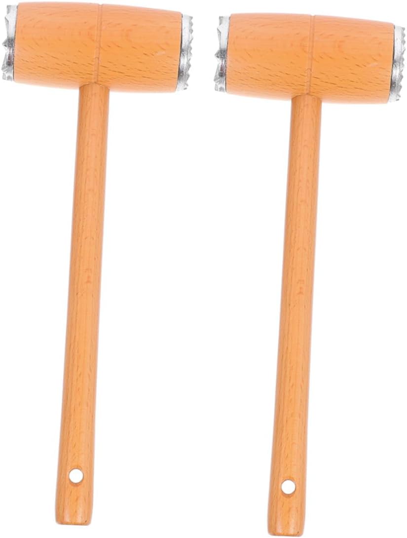 2pcs Dual-sided Meat Tenderizer Mallet Hammer Set, Beech Wood Kitchen Meat Pounder Tool for Tenderizing Steak, Chicken, Beef, Pork, Manual Poultry Softener for Home Cooking