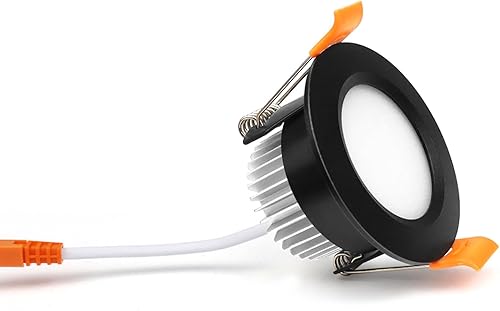 YGS-Tech Iluminación empotrable LED de 2 pulgadas, regulable, 3 W (equivalente a halógeno de 35 W), luz blanca diurna de 5000 K, CRI80, borde negro,
