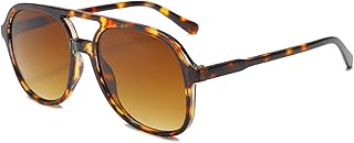 Long Keeper Retro Pilot Sunglasses for Men Women Vintage 70s Oversized Double Bridge Aviation Sunglasses Night Vision Driv...