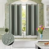 Sage Green Heat Blocking Curtains for Bedroom,Sun Light Reducing Block Sunlight Room Darkening Cooling Summer Short Privacy Bathroom Window Insulated Thermal Blackout-Curtains,48 Inch Length 2 Panels