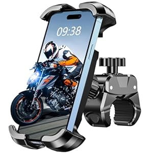 CIRYCASE Soporte Movil Bicicleta, [Abrazadera Antivibración] [Seguridad Total] Soporte Móvil Moto para Manillar de Scooter Bici, [1s Poner & Tomar] Suporte Telemóvel Moto para Teléfonos de 4.7″-6.8″
