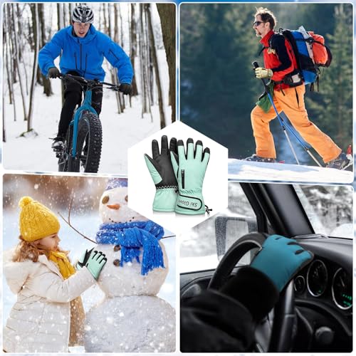 Snow Gloves,Ski Gloves 3M Thinsulate Winter Warm and Waterproof Cold Weather Gloves-for Parent Boys Girls 5
