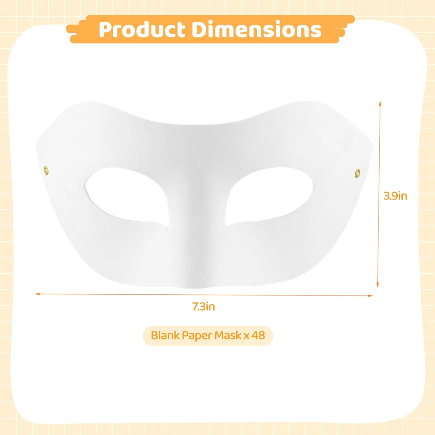 BATTIPAW 48 PCS DIY Paper Masks, White Masquerade Half Face for Adults and Youth, Unpainted for Art Festivals, Halloween, Parties, Carnivals, Mardi Gras
