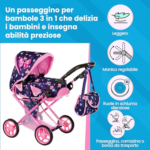 Kinderplay Carrozzina per Bambole, Passeggino per