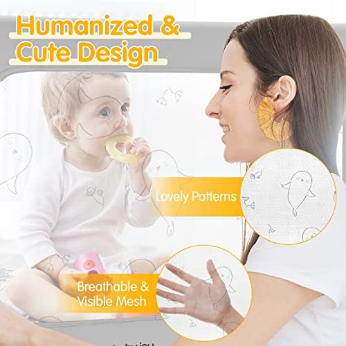 COSTWAY Toddler Bed Rail, Height Adjustable Vertical Lift Baby Bed Guards with Double Safety Lock, Extra Long Kids Protection Mesh Guardrail for Twin Full Queen Size (150cm)