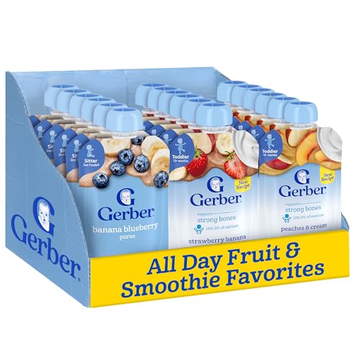 Gerber Puree Pouches Fruit Puree and Yogurt Pouches Stage 2 Variety Pack 18PK