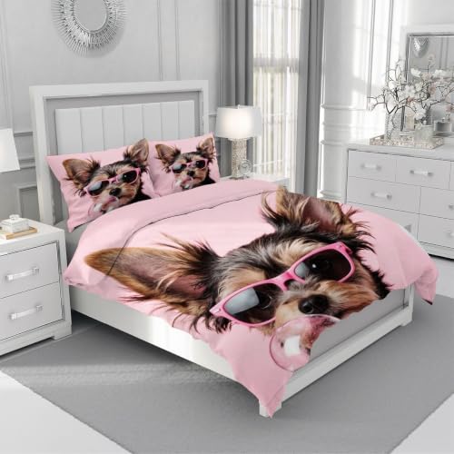 Housse de couette microfibre légère parures de lit 240x260 cm chien