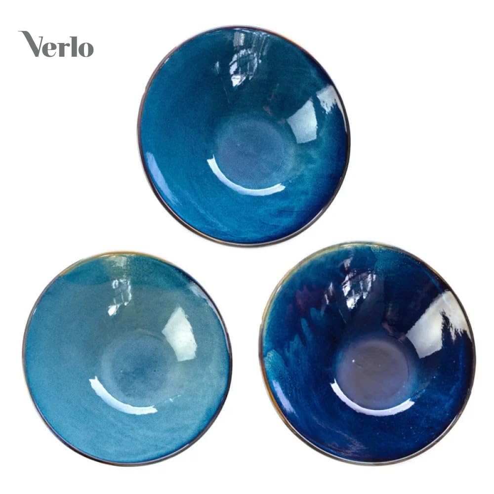Verlo DEEP Blue Servierschale 30,5 cm Salatschüssel Dessertschalen Servierschale Müslischalen aus hochwertigem Porzellan Ideal für Büffets
