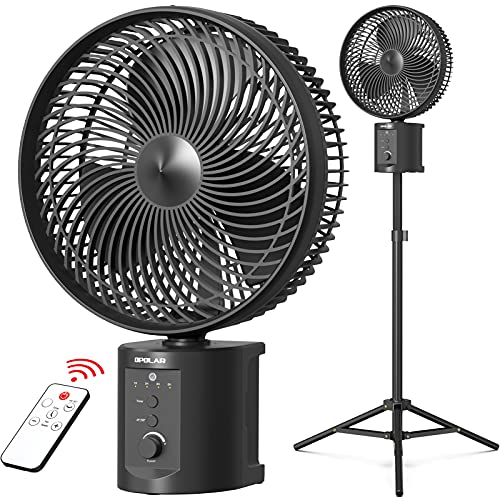 OPOLAR 20000mAh Oscillating Battery Floor Fan with Remote, 10 Inch Desk & Pedestal Fan with Timer, 7 Speeds, 50 Hrs Running Hours, Rechargeable Standing Fan for Bedroom Camping Hurricane