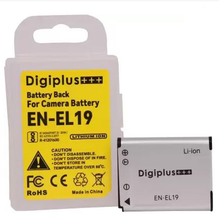 Image of DIGIPLUS EN-EL-19 Rechargeable Litium-Ion Camera Battery Pack (1800 mah) for MH-66 Camera Charger Compatible with Nikon Cameras