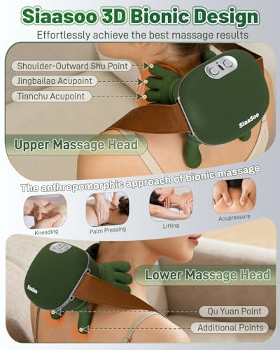 Image of Siaasoo Neck Massager(Original OEM), Heating Bionic Massager(Patent Pending), Electric Deep Tissue 3D Kneading Massager, Portable Neck Massager, S