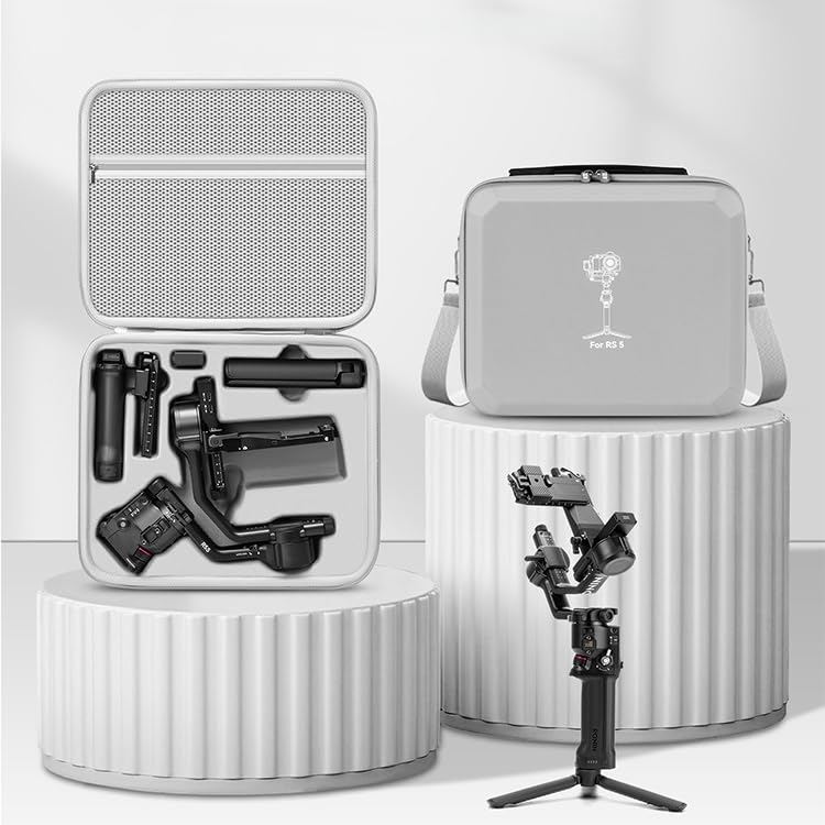 Borsa portaoggetti per stabilizzatore DJI RS5, custodia da trasporto di grande capacità con tracolla, custodia protettiva da viaggio in PU per stabilizzatore cardanico e accessori, Versione Set Nero