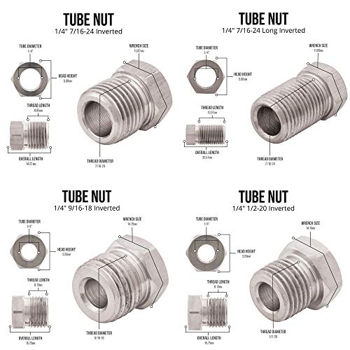 4Lifetimelines 25 Ft 1/4 Stainless Steel Brake Line Replacement Tubing Coil And Fitting Kit, 16 Fittings Included, Inverted Flare, Sae Thread, 0.028 Inch Wall Thickness #TOP3