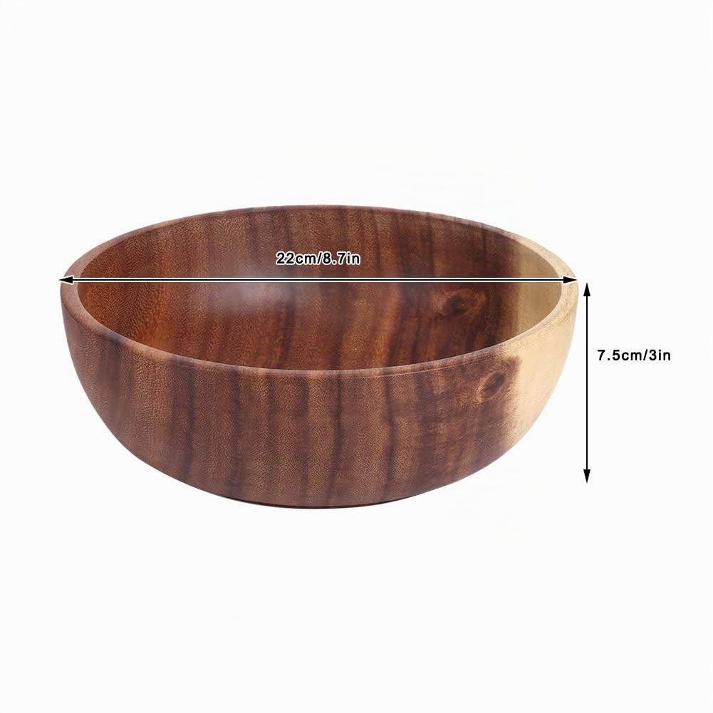 Bowl, Eco-Friendly 22x7,5cm Insalatiera in Legno, Grande Ciotola in Legno, Ciotola per Servire Macedonia Di Frutta, Adatta per Cucina Caffetteria Sala Da Tè Ristorante