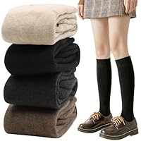 VEGCOO 4 Pares Calcetines Termicos Largos Altos para Mujer,