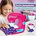 TUZT Mini Sewing Machine Toy Kit for Kids Beginners, 22pcs Portable Electric Sewing Machine with Sewing Kit, Light and Finger Guard, Birthday Christmas Gift for Kids Girls 4-12