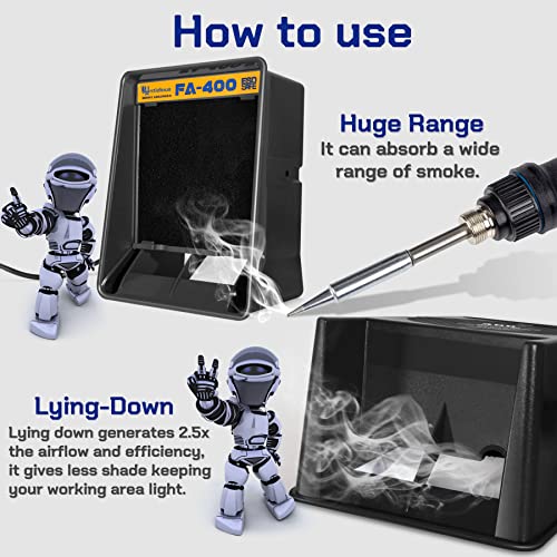 Kratio Fume Extractor Anti-ESD Solder Smoke Absorber Portable Filter for Soldering DIY Fan Extraction Equipment with Spare Activated Carbon Brazing Welding Soldering - Image 3