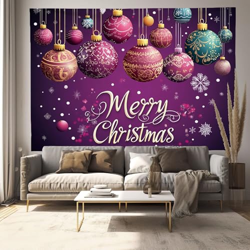 Tapisserie Joyeux Noël violette pour une déco de salon festive