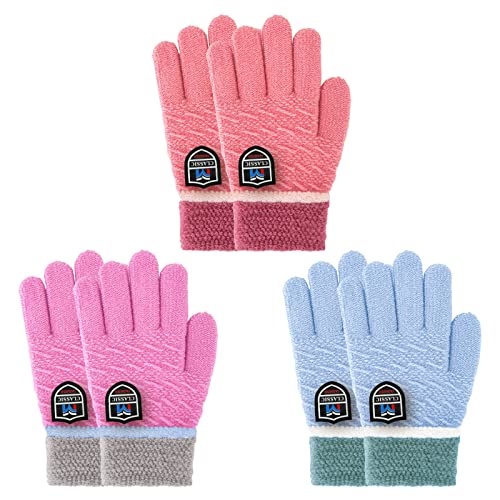 Migliore Wear 3 Paar Kinder Winterhandschuhe, Vollfinger...