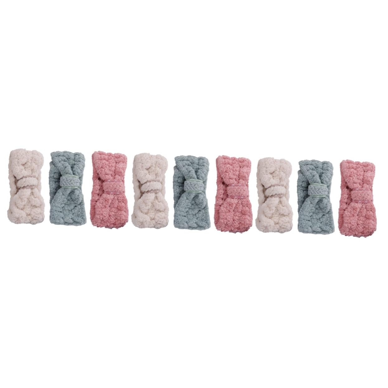 Beavorty 9stücke Teiliges Fleece Haarband Für Damen Elastisches Sport Und Spa-stirnband Mit Schleifen-design Für Yoga Gesichtswäsche Und Make-up Farben Zufällig