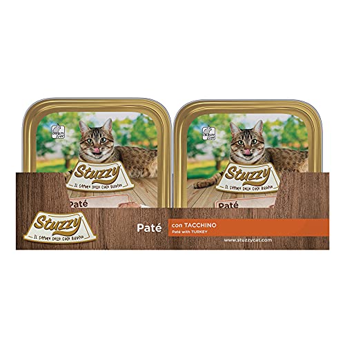 Stuzzy Mister Nassfutter für ausgewachsene Katzen, Truthahn, Linie Pastete und Fleisch in Stücken, insgesamt 3,2 kg (32 Becher x 100 g)