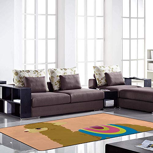 Tapis de dessin animé Ruchen en velours corail marron pour salon 183x122cm