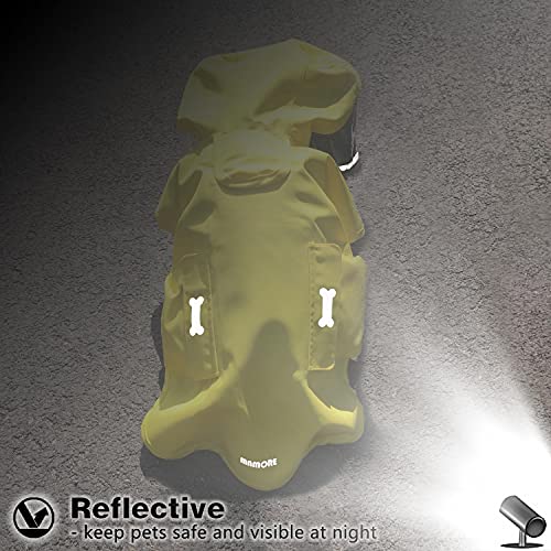 Dog Waterproof Raincoat With Poncho Hoodie, High Reflective Adjustable Yellow Pet Rain Jacket With Leash Hole For Small Medium And Large Dogs (Yellow, X-Small) #TOP4