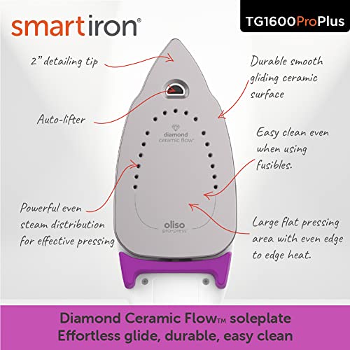 Image of Oliso TG1600 ProPlus Auto-Lift Steam Iron, Quilting Sewing & Clothes, 1800W