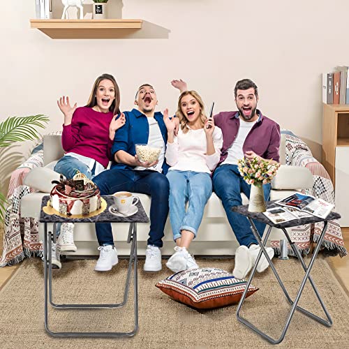 Image of Garden 4 you Portable Folding TV Tray /TV Trays Foldable Dinner Snack Trays Table, Portable Foldable Table Small Sofa Bedside Tables with Light Weight, 15 x 18.9 x 26 in(Black Marble,1PC)