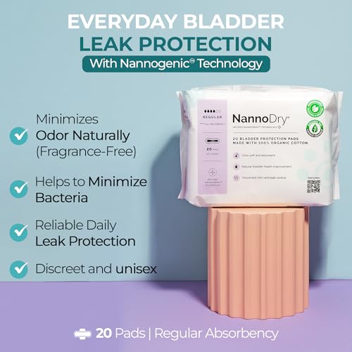 Image of Incontinence Pads for Women - 100% Organic Cotton Postpartum Pads, Pregnancy, Menopause, Bladder Leak Control - High Absorbency, Breathable, Unscented, Unisex - Regular (2 Pack, 40 Count)