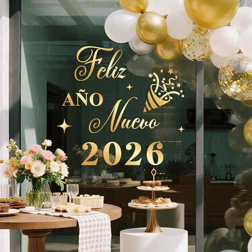 Feliz Año Nuevo 2026 Vinilo Decorativo Oro miniatura 7
