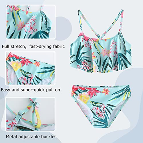 Image of Girls Two Piece Swimsuits Rainbow Bikini Sets Adjustable Strap Bathing Suits