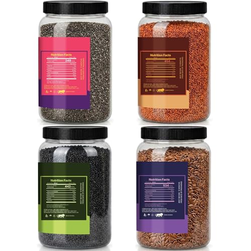 Image of LILA DRY FRUITS Super Seeds Combo Pack Chia Basil Halim Flax Seed 100 g x 4 | Raw Mixed Seeds for Daily Nutrition and Healthy Snacking Perfect for Gifting