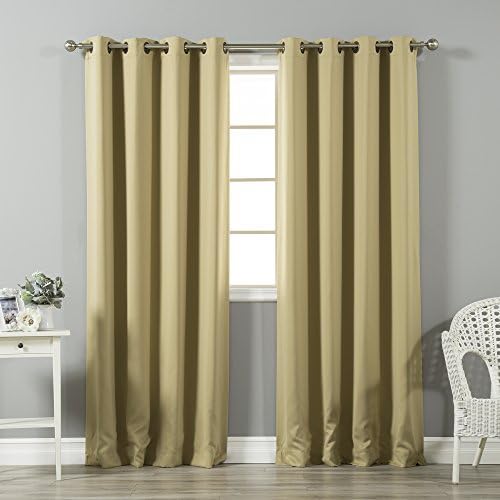 Best Home Fashion Premium Thermal Insulated Blackout Curtains - Antique Bronze Grommet Top - Wheat - 52" W x 120" L - Tie Backs Included (Set of 2 Panels)