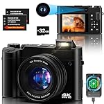 Cámara Digital 4K, 64 MP Dual Camera Antivibración...: 【Cámara digital 4K HD de 64 MP】Gracias al sensor CMOS mejorado, esta cámara digital captura imágenes de 64 MP y vídeo 4K de alta definición, lo que proporciona una calidad de imagen excepcionalmente detallada y nítida. Diseñada específicamente para p...