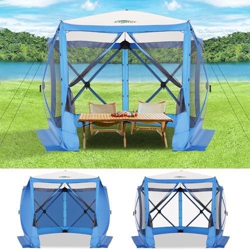 Image of COBIZI 10x10 FT Pop up Gazebo, Popup Canopy tent, Screened In Gazebos with sidewalls, Waterproof Portable Outdoor Small Screen tents Sun Shelter,carpas para patio for Camping, Garden and Backyard,Blue