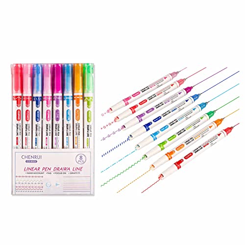 ERPMEL 8Pcs Curve Highlighter Pen Set, Colored Curve Pens, Consists of