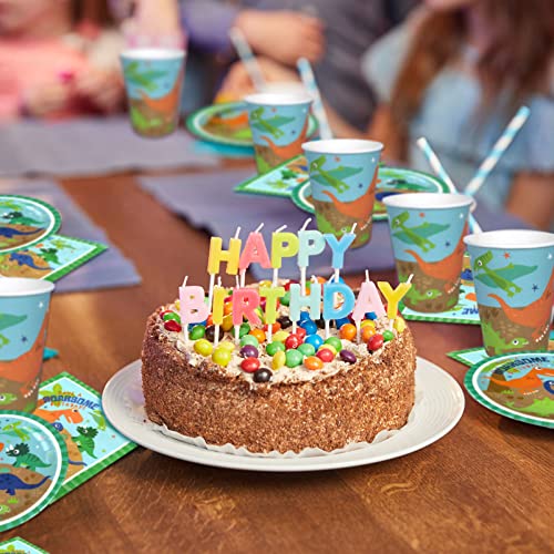 144 Pieces Dinosaur Birthday Party Supplies Serves 24, Dinosaur Dinnerware Set Including Plates Napkins Cups And Cutlery, For Boys And Girls Birthday Party (144 Pieces Round Dinosaur Plates) #TOP5