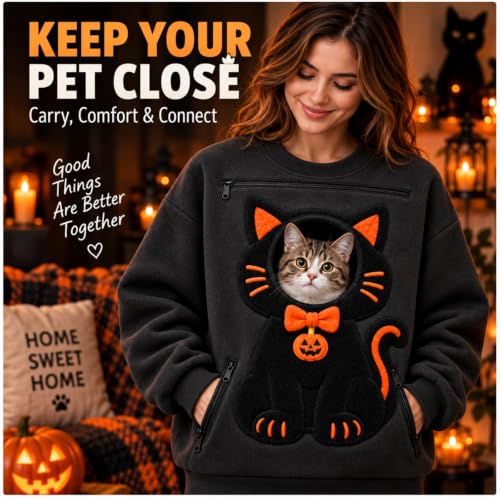 Halloween Sweatshirts for Women Pet Pouch Sweatshirt Cat Carrier Pullover - image 3