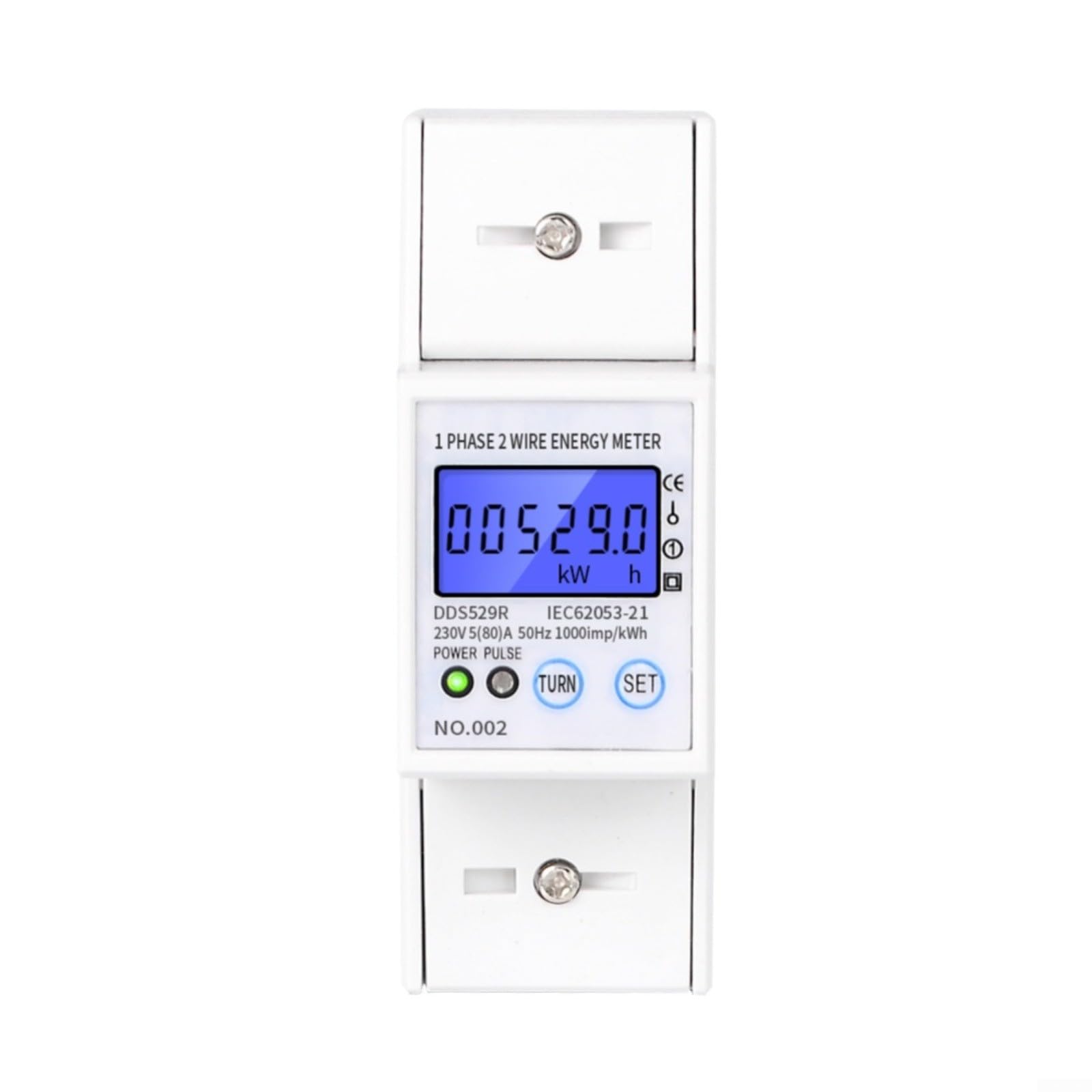 Contatore di energia elettronico 230V 5-80A con RS485, display LCD | Per montaggio su guida DIN