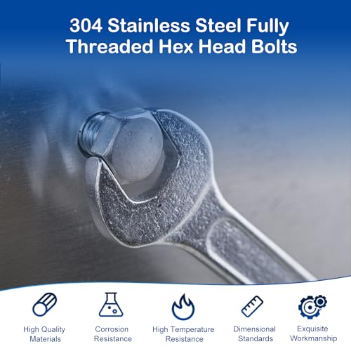 Image of MroMax 25Pcs M6-1 Hex Bolts, M6 x 20mm Hex Head Screws Bolts | 304 Stainless Steel 18-8, Fully Threaded, External Hex Drive, for Panel Mounting and Light Bracket