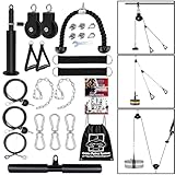 🔴Fácil Montaje - El pasador de carga se inserta en el orificio central del plato de pesas, y los componentes se unen para completar el montaje. El diseño a presión proporciona una variedad de opciones de conexión y puede utilizarse con otros equipos de ejercicio existentes. El cable de longitud ajustable le permite establecer la posición óptima de ejercicio para diferentes distancias.