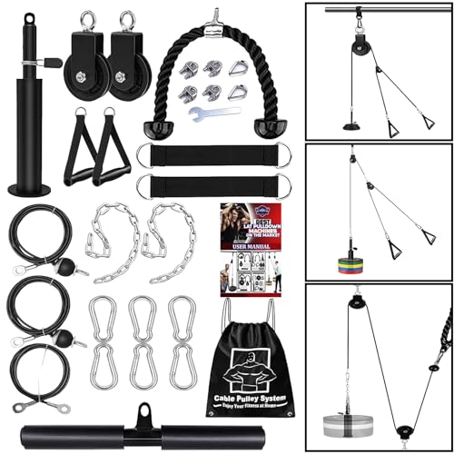 Taeku Seilzug-Fitness, Verbesserte Gewicht Seilzugsystem für LAT Pull Down Bizeps Curl Trizeps Armtraining Gewichtsscheibensystem Zusatzgeräte für DIY Gym (3 Seile + 2 Ketten) Taeku Seilzug-Fitness, Verbesserte Gewicht Seilzugsystem für LAT Pull Down Bizeps Curl Trizeps Armtraining Gewichtsscheibensystem Zusatzgeräte für DIY Gym (3 Seile + 2 Ketten)