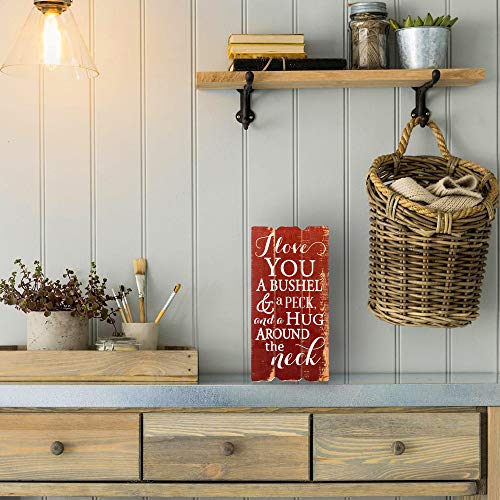 P. Graham Dunn I Love You Bushel & Peck 12 X 6 Small Fence Post Wood Look Decorative Sign Plaque #TOP1