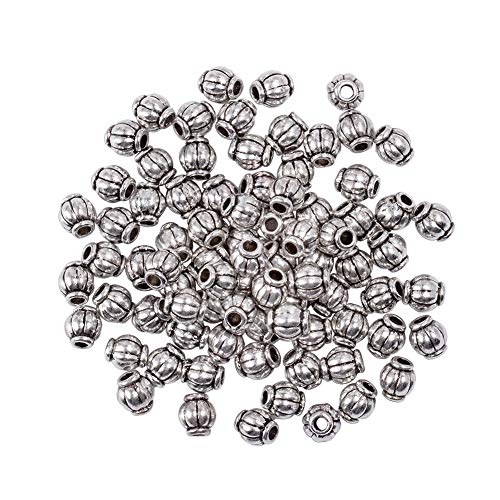 PH PandaHall 750pcs Lantern Spacer Beads, 4mm Antique Silver Barrel