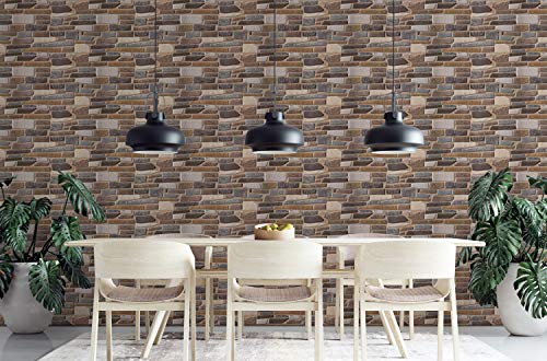 Image of DWELLSINDIA Uneven Brick Stones Self Adhesive Peel and Stick PVC Wallpaper Waterproof, Scratch Resistant, Laminated (41CM X 244CM, Natural, Matt)